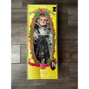 VTG Limited Collection Genuine Porcelain Doll 18" w/ Stand, w/ matching ornament